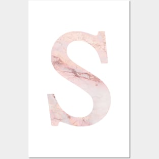 The Letter S Pink Marble Design Posters and Art